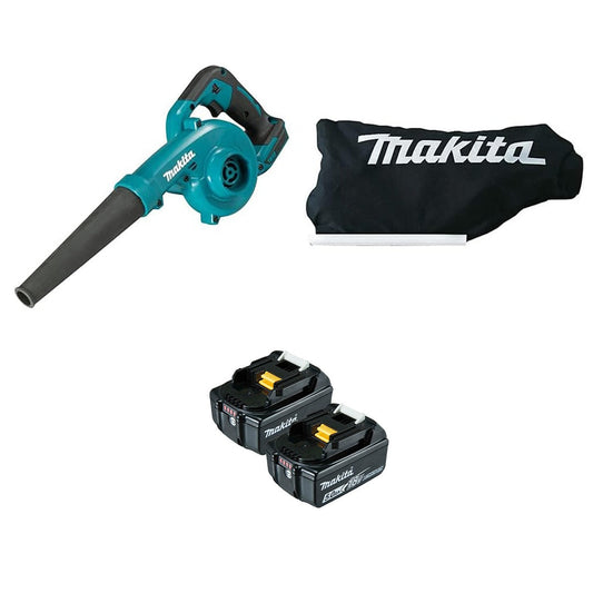 Makita 18V Cordless Blower + Dust Collection Bag & 2x 5.0Ah Battery Pack | aztools.uk - Professional Quality Tools at the Best Price