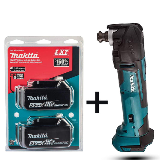 Makita DTM51Z Cordless Multi-Tool Kit – Includes 2 x 5.0Ah Batteries | 18V | Blue | aztools.uk - Professional Quality Tools at the Best Price